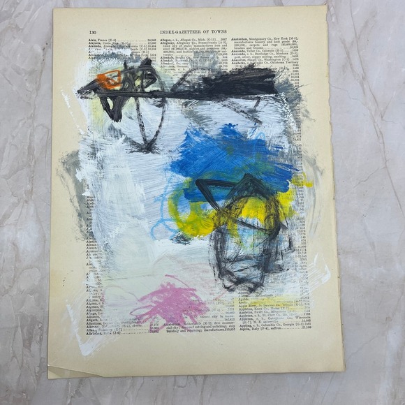 Original Mixed Media Abstract Art Painting 10x13.5” Wanderlust Series #11 - Picture 2 of 6